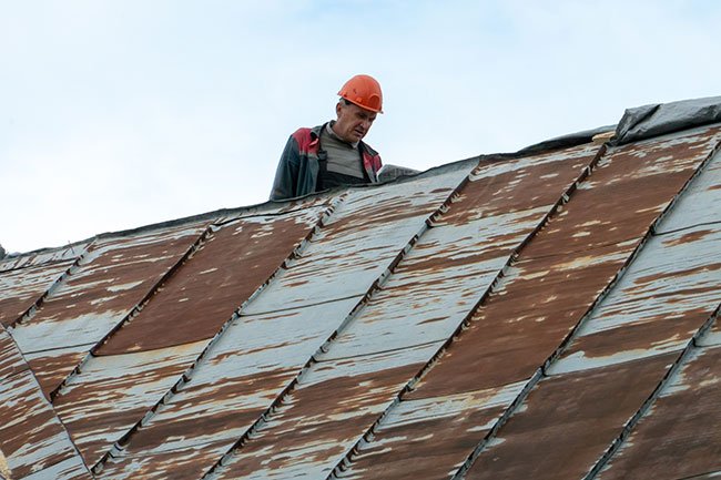 Rusted commercial metal roof repair