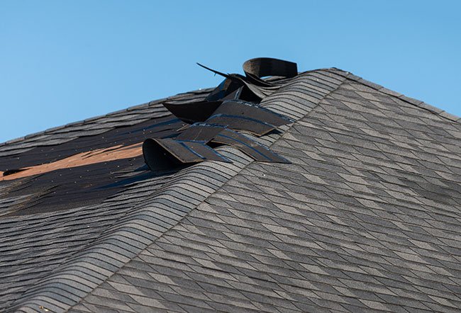 Wind-damaged roof