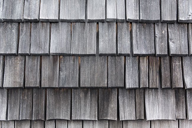 Faded wood shake roof