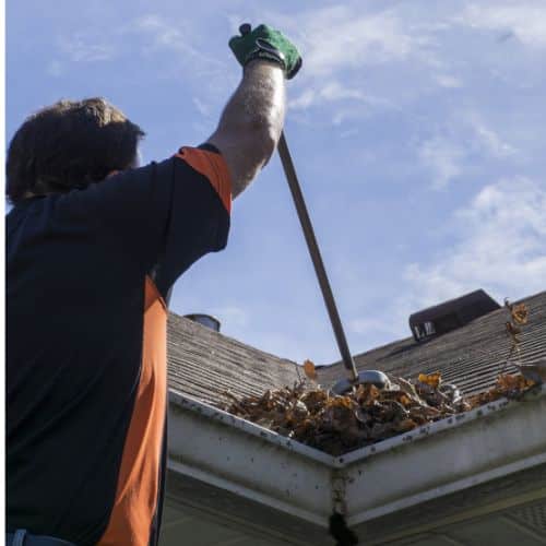 Performing maintenance on a clogged valley gutter system