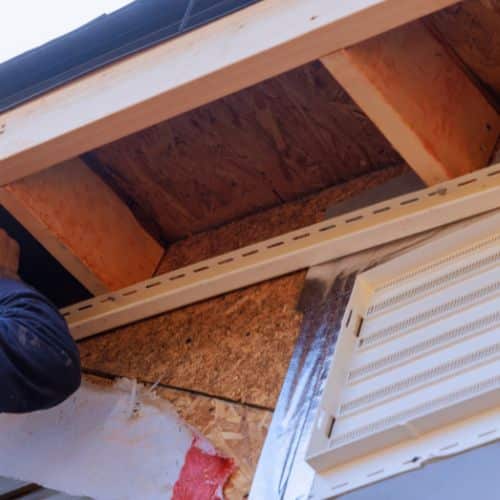 Close-up of fascia and soffits