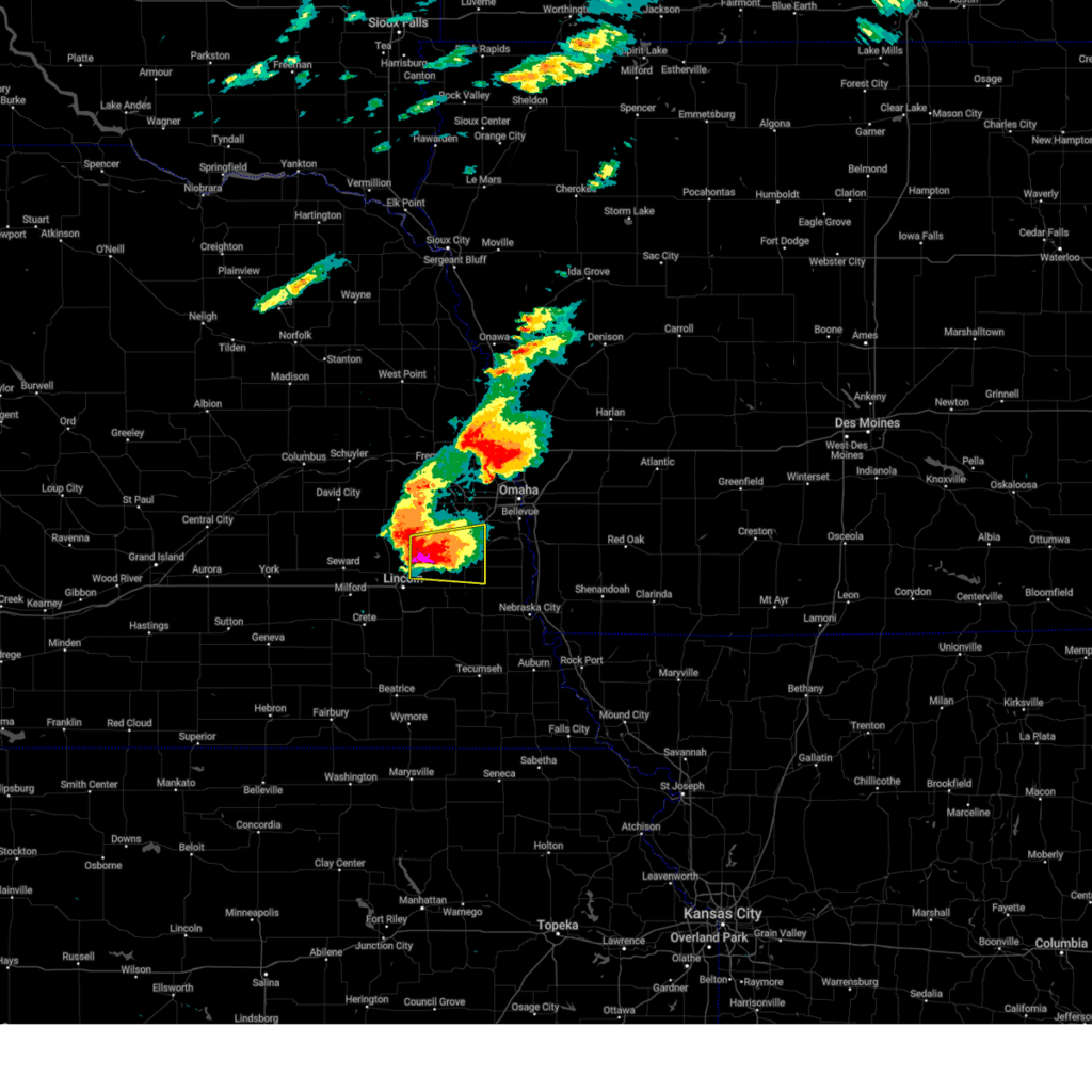 Weather radar showing intense storms near Omaha, NE indicating potential roofing hail damage by Anchor Roofing in Omaha, NE