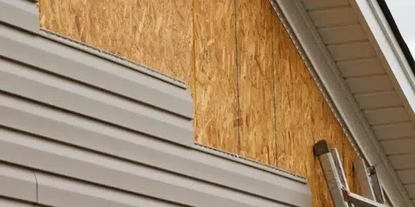 Siding contractor replacing vinyl siding panels by Anchor Roofing in Omaha